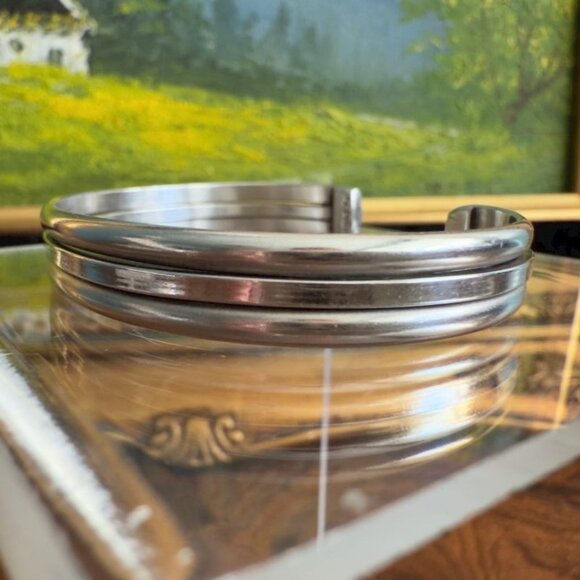 Vintage Navajo Sterling Silver Cuff Bracelet Stamped "Sterling Tahe" 5-3/4" Lady - Picture 4 of 10